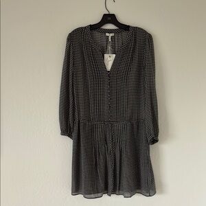 Joie Black and White Long Sleeve Silk Dress